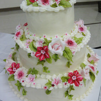 Anniversary Cake This was an anniversary cake for a couple's 45th wedding anniversary. The 45th anniversary is the ruby anniversary, so I made various...