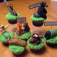 Camping 101 My boss' wife asked me to make some camping/ golfing cupcakes for his 60th birthday. So be it! I made some character cupcakes, a...