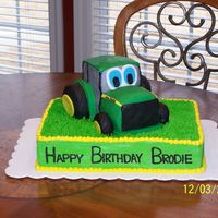 Johnny Tractor This is for my three-year-old's birthday. He loves Johnny Tractor. The tractor is covered in Satin Ice & fondant. The bottom is...