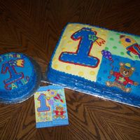 Teddy Bear 1St Birthday Cake was made to look like invitations. All buttercream decorations.