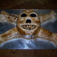 Skull Handcarved skull covered in fondant and then painted.