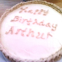 Birthday Cake I cake that I made for my uncle. Buttercream with butter cake.