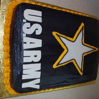 Dsc_0245.jpg this was for a young man who was leaving for basic training. red velvet cake with cream cheese frosting. fondant star and lettering.