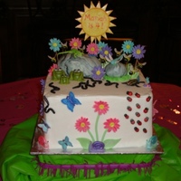 Girly Critter Cake I made this for my grandniece's fourth birthday. She loves all sorts of lizards, frogs and bugs - but she is also a very girly little...