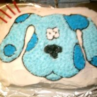 Blues This is a blues clues cake that I made with a coloring page. I blew up the page, cut it out, and laid it on the frosted cake. I used a...