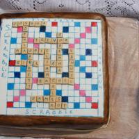 Scrabble Birthday Cake I made a scrabble birthday cake for my MIL with all her grandchildren names. Including two to be born next! Painted the board on MMF, tiles...