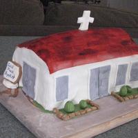 Homecoming Church Cake My first church cake! Peanut butter cake with peanut butter icing covered in MMF! Very delicious. Pleased with the cake. Could not figure...