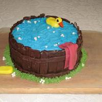 Bath Bucket Cake I made a fun childish birthday cake for my MIL's birthday. Chocolate cake with chocolate buttercream icing. I made the moulding...