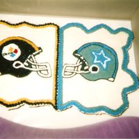 Cowboys Vs Steelers Cupcake Cake All iced BC.