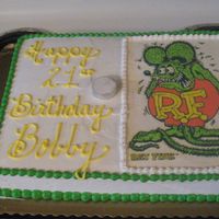Rat Fink 21St Birthday half sheet, edible image, buttercream,