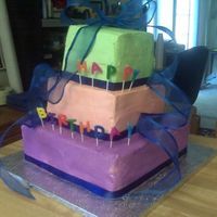 15Th Birthday Cake My step daughter wanted a 3 tier cake with a bow... This cake is a first for a lot of things: first 3 tier, first filling besides frosting...