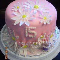 Mmf Birthday Cake 8" round, all MMF including all decorations except for the dragees. I used strawberry marshmallows for the fondant and didn't...