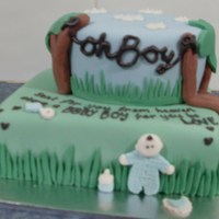 Amanda's Baby Shower 6 inch round vanilla cake8 inch square cherry ripe mud cakecovered in fondant"sent for you from heaven above, a baby boy fro you to...