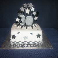 Christopher's 30Th Birthday Cake 8 inch square chocolate mud cakecovered in fondantfondant stars, silver cachous
