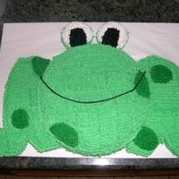 Frog B-Day This is a cake for my nephew's 1st birthday. I made about three cakes in order to cut and shape into a frog but I think it was cute....