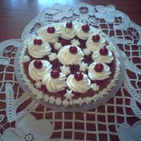 Cherry Cake Chocolate cake, cherries, ganache and whipped cream