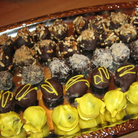 Cake Balls ---peanut butter with chocolate cake and pretzels