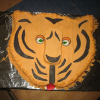 Lion Birthday the customer gave me the pattern for this cake. Yellow cake with buttercream frosting and fondant accents