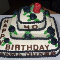 Birhtday Cake This is a cake that is made with buttercream and buttercream roses. This is the second one that it did. Just learning how to decorate.