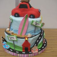 I Need A Vacation I made this cake for our class play. The plcaces on the cake are the vaction places in the play. Inspired by cakes here on CC. All fondant...