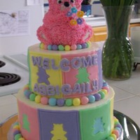 Baby Bear Quilt Fondant over BC. I made this for my daughter's baby shower (my first grand-baby). Covering the sides of a cake with fondant was a new...