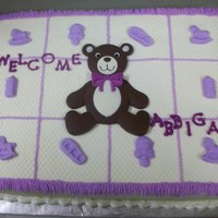 Bear Blanket For my DD's 2nd baby shower (same baby). BC, baby items are fondant, bear and letters are Wilton candy melts. This idea came from Mac...