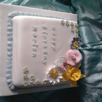 Spring Flower Theme Birthday Cake This is my first attempt at sugar flowers - I'm not yet confident to use wires but will get there eventually! I made the RI too soft...