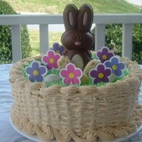 Easter Basket 9" WASC with all buttercream. My first attempt at a basket weave and rope border with nearly no practice...obviously! (I saw a pic of...
