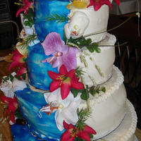 Tropical Wedding Cake This was made for a couple that got married in Hawaii. This is what the cake was suppose to look like until the 3rd tier down started to...