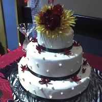 Samantha's Cake WASC w/BC, MMF pearls, silk flowers - I didn't arrange the flowers, just stuck them on the cake. The bride had asked a bridesmaid, who...