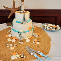 Diggs Cake This cake is iced in BC with a sky blue bc bead border. The shells and starfish sand dollars etc are all chocolate and luster dusted. The...