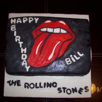 Rolling Stones Cake "Birthday cake for a fan of the Rolling Stones, my boyfriend..lol. Covered in fondant, yellow cake baked from scratch. Filling Italian...