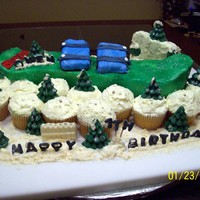 Snowboard Snowboard cake, with moulded candy trees & fences, sparkly sugar, dusting of pearl dust all over to make it nice & wintery. It sure...