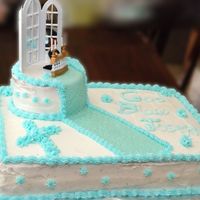 First Communion Made this cake for my nephew's first communion. Chocolate with cherry filling, buttercream icing and fondant isle. Thanks cake central...