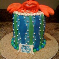 Bobby's 8Th Birthday I made this cake for my son's 8th birthday. I thought he was going to make me do a Star Wars theme cake but he wanted one with a crab...