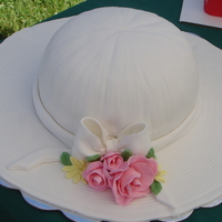 Ladies Hat White cake with buttercream and fondant made to celebrate Steeplechase in Franklin, TN. Roses are gumpaste.