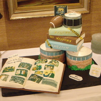 20Th Year High School Reunion Although I hate to admit it's my 20 yr. reunion, it was fun to make the cake. The buildings look like the school, books, drum for the...