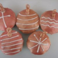 Ornament Cupcakes I used fondant and sparkle dust! It was very fun!!!