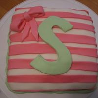 Pink, White, And Green Birthday Cake This was my mom's birthday cake with fondant accents.