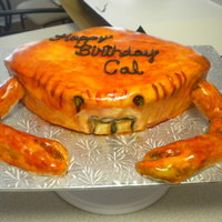 Crab Cake Carved crab cake, fondant claws