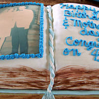 Book Cake-Happy Birthday,happy Mothers & Happy 41St Anniversary! My first book cake.Not to bad could be better.Made for a couple's 41st wedding anniversary,Her birthday!Mothers day & her birthday...