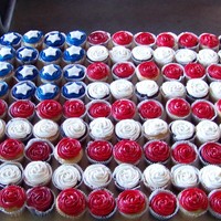 Flag Cupcakes Cupcakes in the shape of the American Flag.Made for a military man's retirement BBQ.Chocolate & vanilla cupcakes with vanilla...