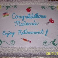 Rectangle Retirement Cake For this cake I used 1/2 sheet rectangle pan. It has buttercream frosting with vanilla and almond flavorings.