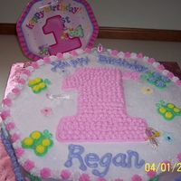 Turning One For this cake, I used my large flower shaped pan. I copied the same design that was used for the cake plates. This was a fun and easy cake...