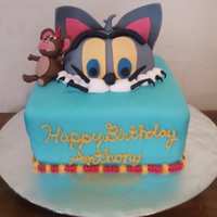 Tom & Jerry Birthday Cake All fondant decorations,and covered. French Vanilla cake filled with *crusting buttercream*