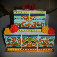 Spanish Tiles Made to match an invitation for a bridal shower. Vanilla cake filled with strawberry glaze and fresh strawberries, iced in buttercream....