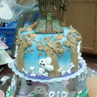 Halloween Cake For Wilton Course 3 A layer of white cake tinted orange over a layer of chocolate cake tinted black with buttercream frosting, covered in fondant with...