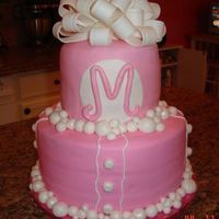 Pink & White Bubbles Made for a friend's 50th birthday party. Inspired by CCer aandsmommy's design. Vanilla cake, vanilla buttercream and fondant...