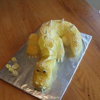 Yellow Dragon This one was fun to make...no pressure just wanted something to do. It is lemon cake with lemon buttercream and lemon fondant. My boys love...