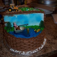 Double Birthday this is a double birthday cake,the top is for the 80 year old mother,the bottom is for her 50 year old son.all basket weave butter cream....